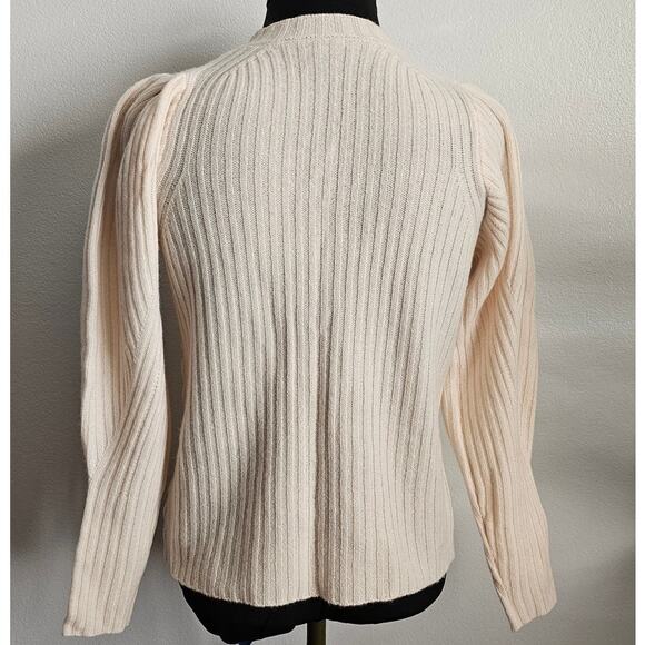 EUC ELIE TAHARI Women's 100% Cashmere Cable Knit Puffy Sleeve Classic Sweater M - Picture 3 of 8
